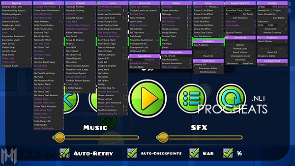 Чит Mega Hack v7 для Geometry Dash