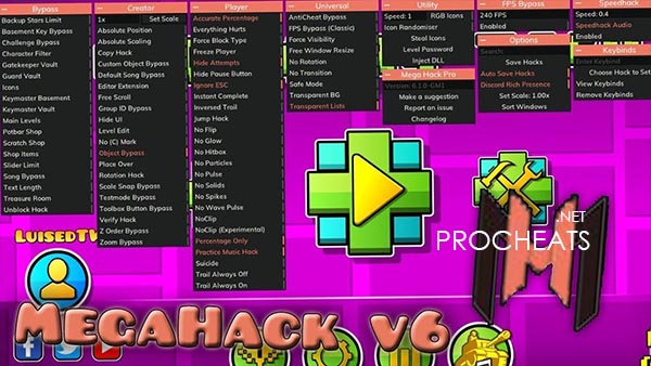 Чит Mega Hack v6 для Geometry Dash