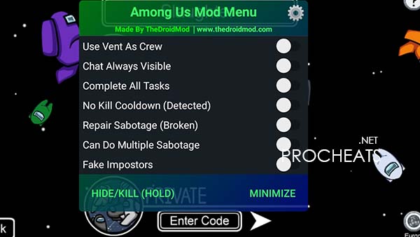 Чит Mod Menu External v2 для Among Us